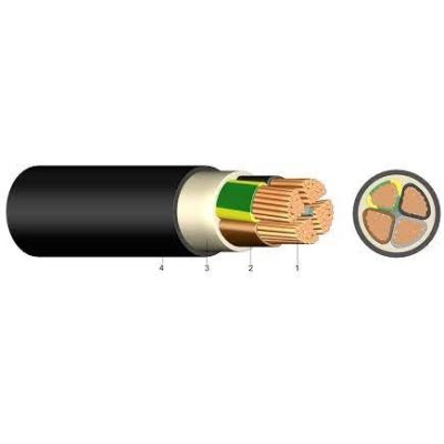 PVC-isolierte Starkstromkabel 0,6/1kV ein- und mehradrig E-YY 4X2,5 RE SW Ring 50 m