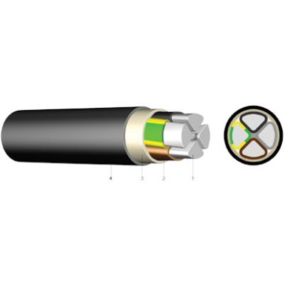 PVC-isolierte Kabel mit Aluminiumleiter E-AYY 4X185 SM SW Eca Schnittlänge