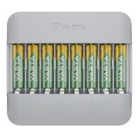 VARTA Ladegerät Eco Charger lädt 1-8AA/AAA-NimH USB-C Ladekab.+8AA